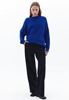 Women Blue Knitwear Sweater with Zipper Detail