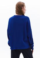 Women Blue Knitwear Sweater with Zipper Detail