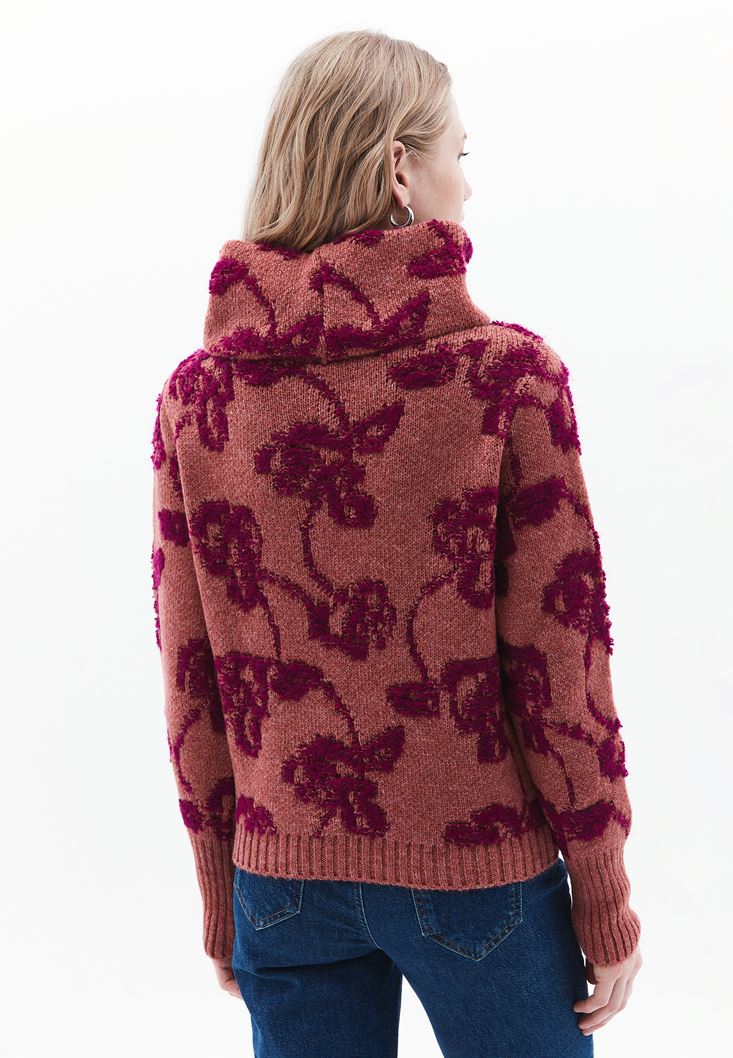 Women Mixed Turtle Neck Knitwear Sweater