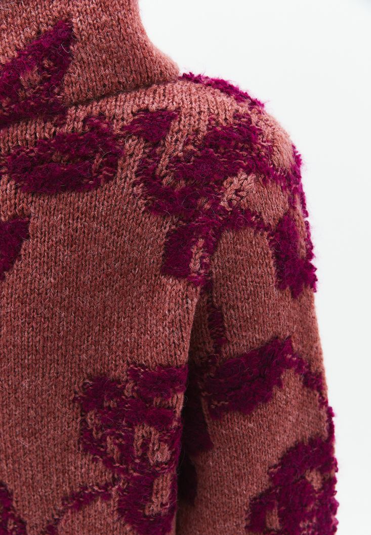 Women Mixed Turtle Neck Knitwear Sweater