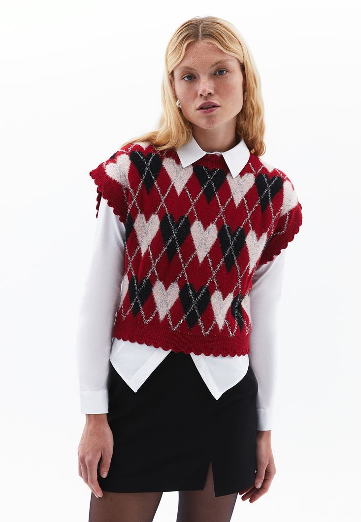 Women Mixed Jacquard Crop Sweater