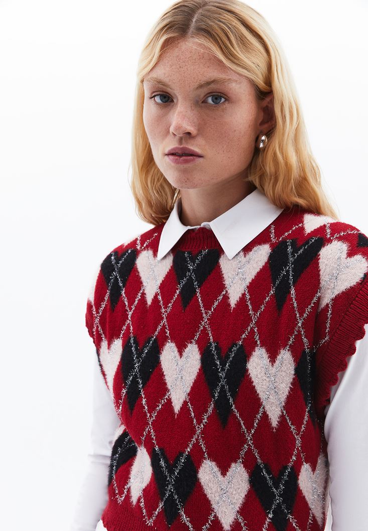 Women Mixed Jacquard Crop Sweater