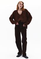 Women Brown V-Neck Sweater