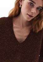 Women Brown V-Neck Sweater