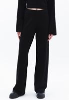 Women Black High Rise Wide Leg Knitwear Pants