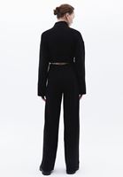 Women Black High Rise Wide Leg Knitwear Pants