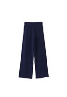 Women Blue High Rise Wide Leg Knitwear Pants