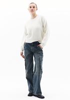 Women Cream Alpaca Wool Blended Crew Neck Sweater