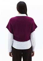 Women Purple Crop Pullover with Braided Pattern