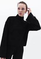 Women Black Soft Touch Crop Sweater