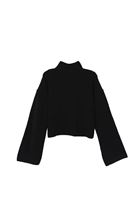 Women Black Soft Touch Crop Sweater