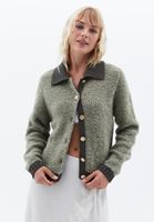 Women Green Cardigan with Button Detail