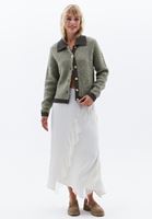 Women Green Cardigan with Button Detail