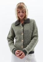 Women Green Cardigan with Button Detail