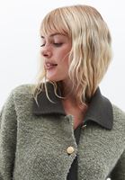 Women Green Cardigan with Button Detail