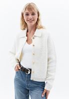 Women Cream Cardigan with Button Detail