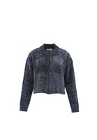 Women Silver Zippered Bomber Cardigan