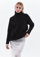 Women Black Wool Blended Turtle Neck Sweater