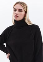 Women Black Wool Blended Turtle Neck Sweater