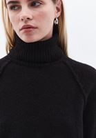 Women Black Wool Blended Turtle Neck Sweater