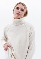 Women Cream Wool Blended Turtle Neck Sweater