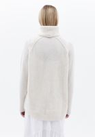 Women Cream Wool Blended Turtle Neck Sweater