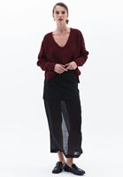 Women Bordeaux Soft Touch V-neck Sweater