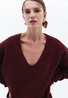 Women Bordeaux Soft Touch V-neck Sweater