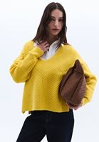 Women Yellow Soft Touch V-neck Sweater