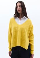 Women Yellow Soft Touch V-neck Sweater