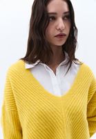 Women Yellow Soft Touch V-neck Sweater