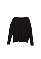 Women Black Boat Neck Knitwear Sweater