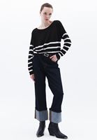 Women Mixed Boat Neck Knitwear Sweater