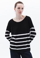 Women Mixed Boat Neck Knitwear Sweater