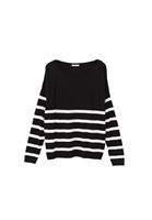 Women Mixed Boat Neck Knitwear Sweater