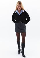 Women Black V-neck Sweater