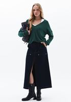 Women Green V-neck Sweater