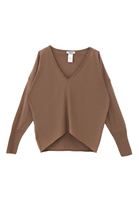 Women Beige V-neck Sweater