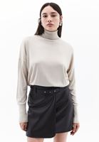 Women Beige Turtle Neck Sweater