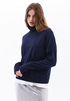 Women Navy Turtle Neck Sweater