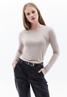 Women Beige Crew Neck Tshirt