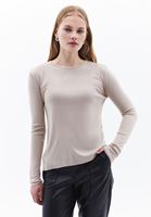 Women Beige Crew Neck Tshirt