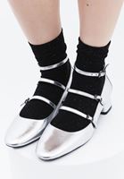 Women Black Silvery Socks