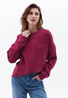 Women Pink Oversize Crew Neck Swearshirt