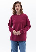 Women Pink Oversize Crew Neck Swearshirt