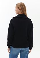 Bayan Siyah Fermuar Detaylı Sweatshirt