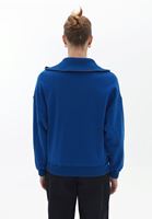 Bayan Mavi Fermuar Detaylı Sweatshirt