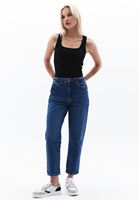 Women Navy Ultra High Rise Mom-fit Pants