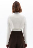 Women Cream Boat Neck Crop Sweater