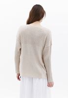 Women Beige V-Neck Knitwear Sweater